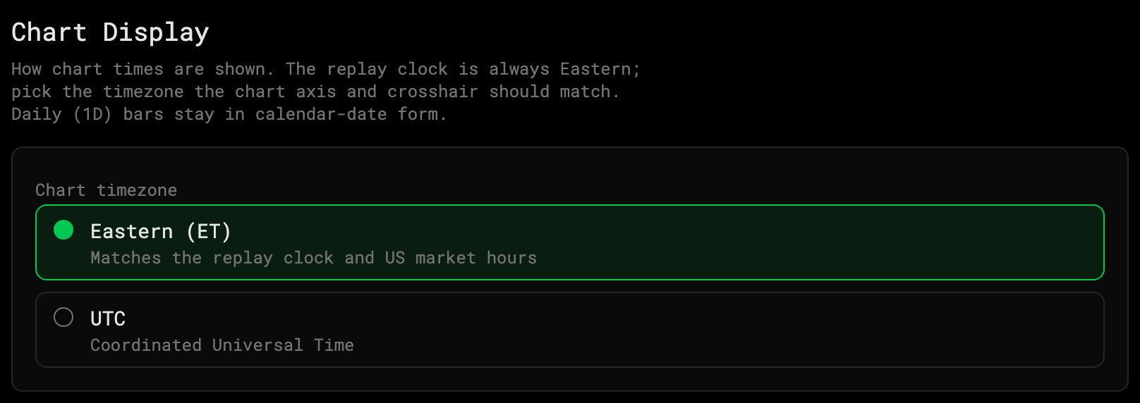 Settings → Charts